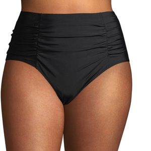 Women's Plus Size Black Solid Highwaist Swimsuit Bottom,Size:5X